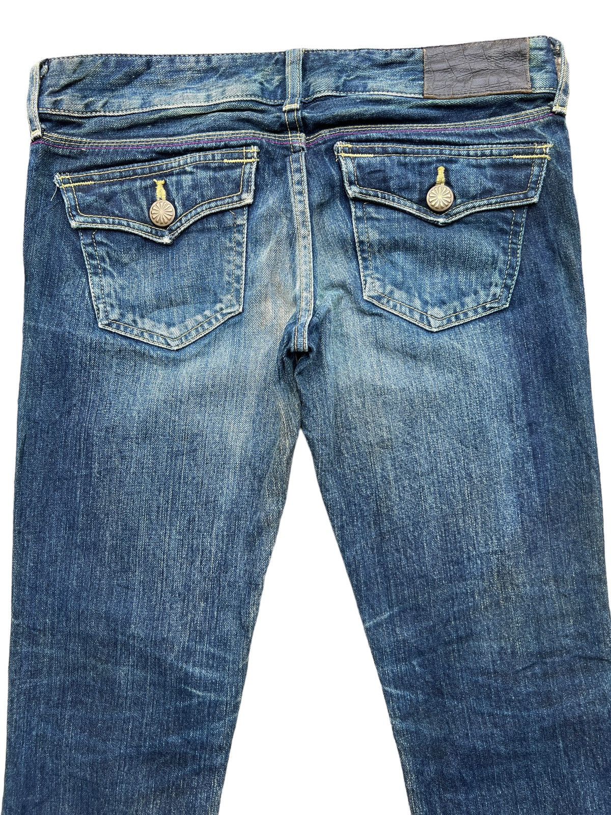 Japanese Brand Flare Sly Japanese Distressed Low Rise Denim Jeans 31x30 Size 31" - 5 Thumbnail