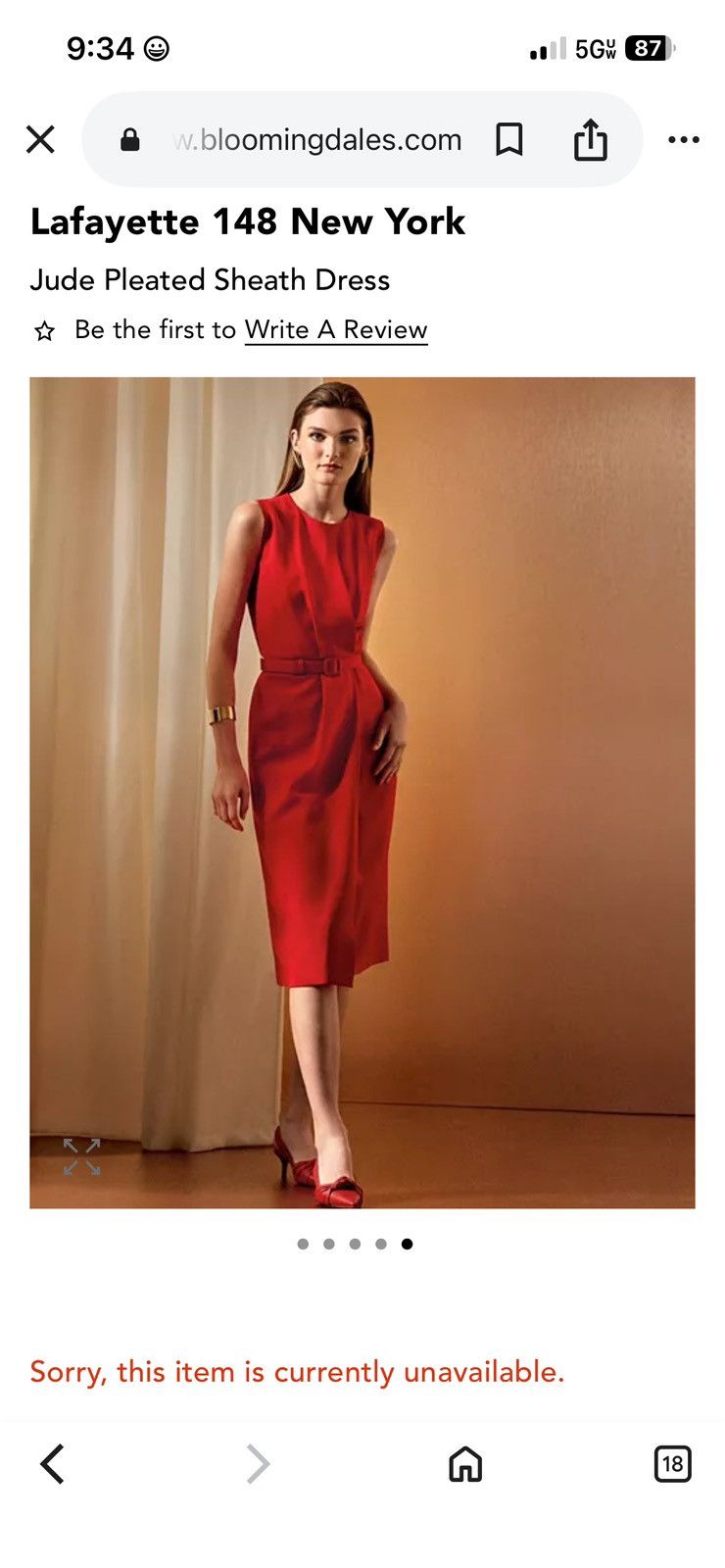 Lafayette 148 Women Lafayette 148 New York Jude Pleated Sheath Dress Size M / US 6-8 / IT 42-44 - 1 Thumbnail