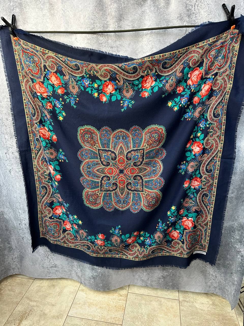 Vintage Franco Laurenti Shawl Vintage 1980s Paisley Fringed Wrap Size ONE SIZE - 1 Thumbnail