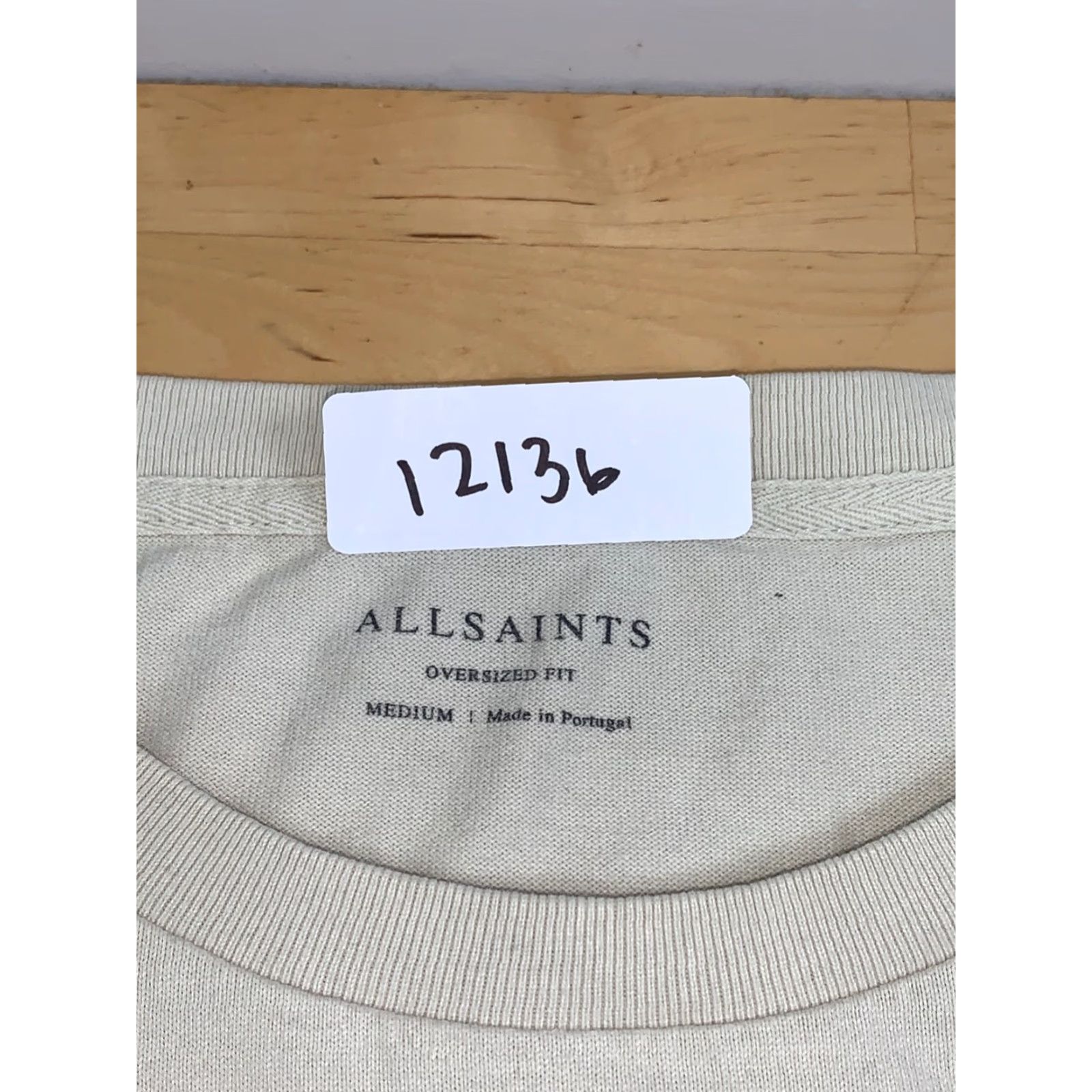 Allsaints AllSaints T-Shirt Mens M Beige Oversized Crew Neck Short Sleeve Vintage: No, Regular Fit, Cotton, 12136 Size US M / EU 48-50 / 2 - 2 Thumbnail