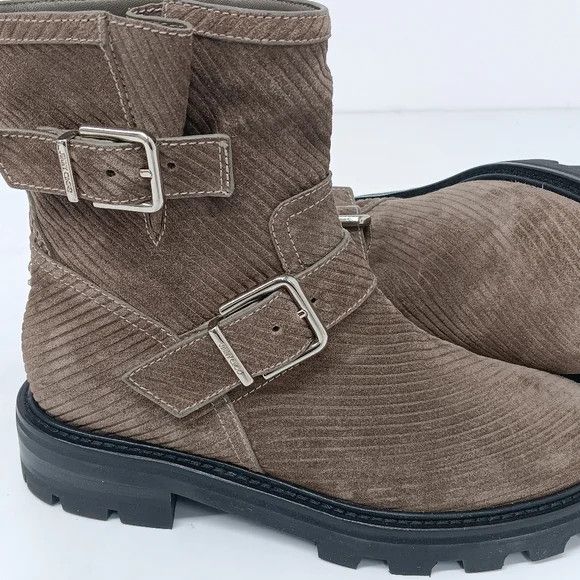 Jimmy Choo Jimmy Choo Youth II Corduroy Clay Suede Moto Boots - EU36.5 Size US 6.5 / IT 36.5 - 8 Thumbnail