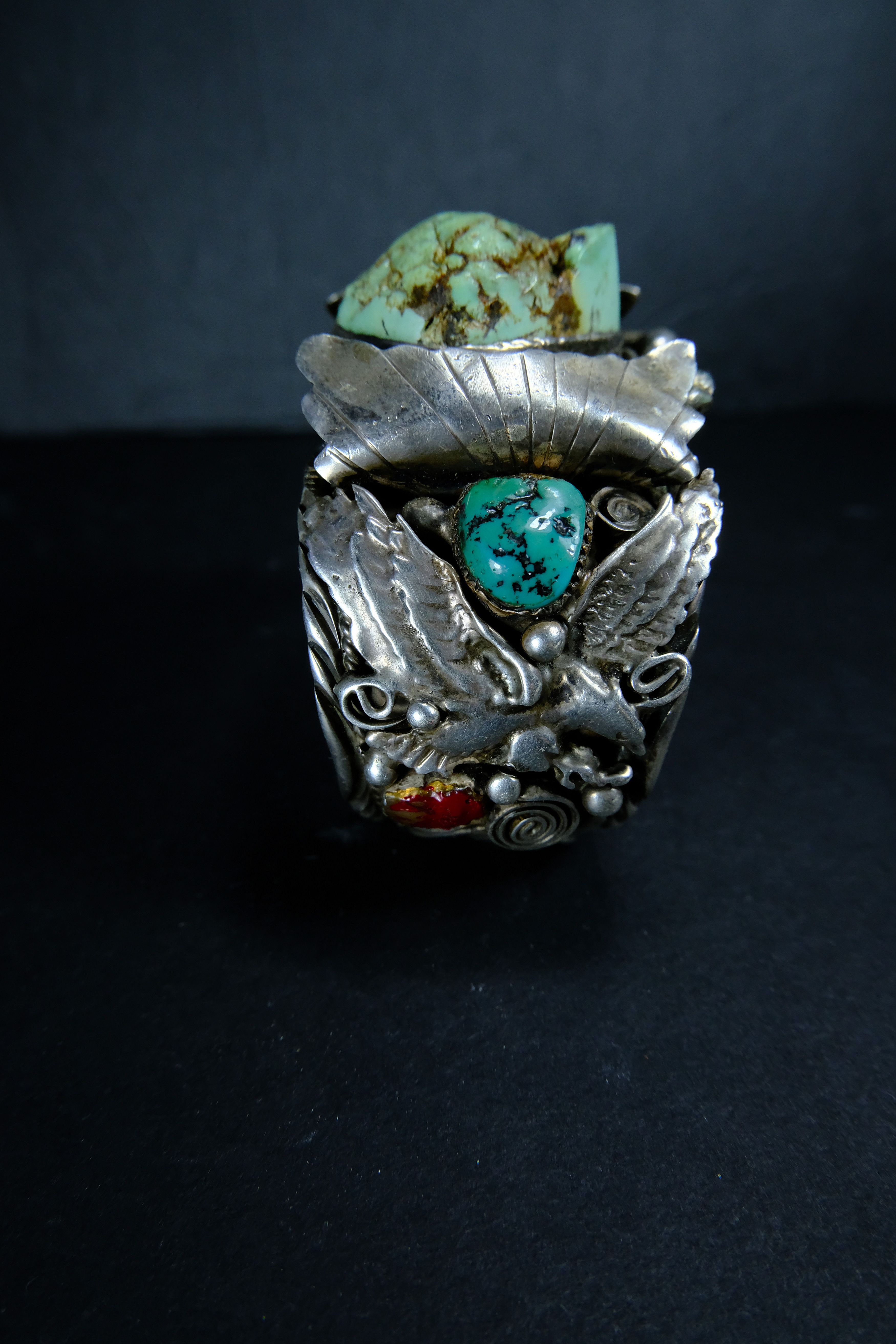 Vintage Turquoise Nugget Silver Bracelet Size ONE SIZE - 5 Thumbnail