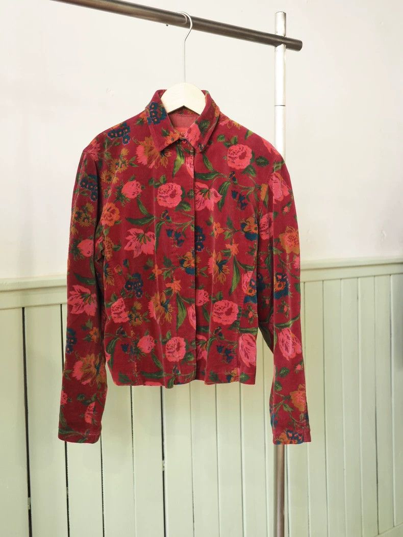 Kenzo Vintage Kenzo 80s Floral Flocked Shirt - dmc Size US S / EU 44-46 / 1 - 1 Thumbnail