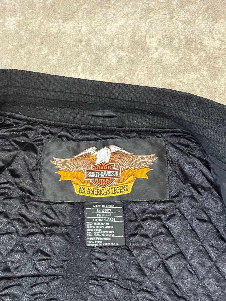 Harley Davidson VTG Harley Davidson Bomber Satin Jacket Quilted Black Nylon Size US XL / EU 56 / 4 - 8 Thumbnail