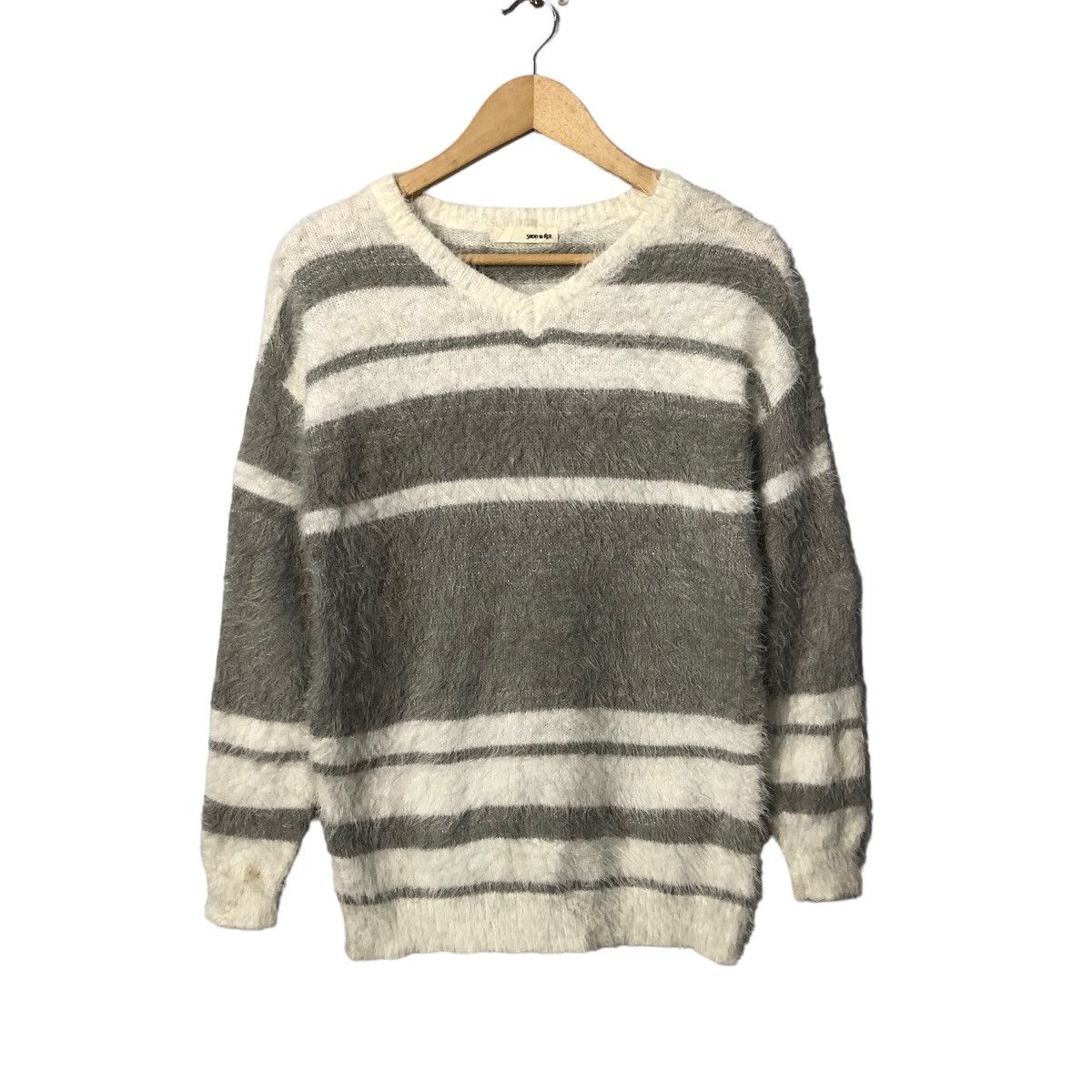 Homespun Knitwear Vintage Shoo La Rue Crewneck Mohair Striped Knitwear Sweater Size S / US 4 / IT 40 - 1 Thumbnail