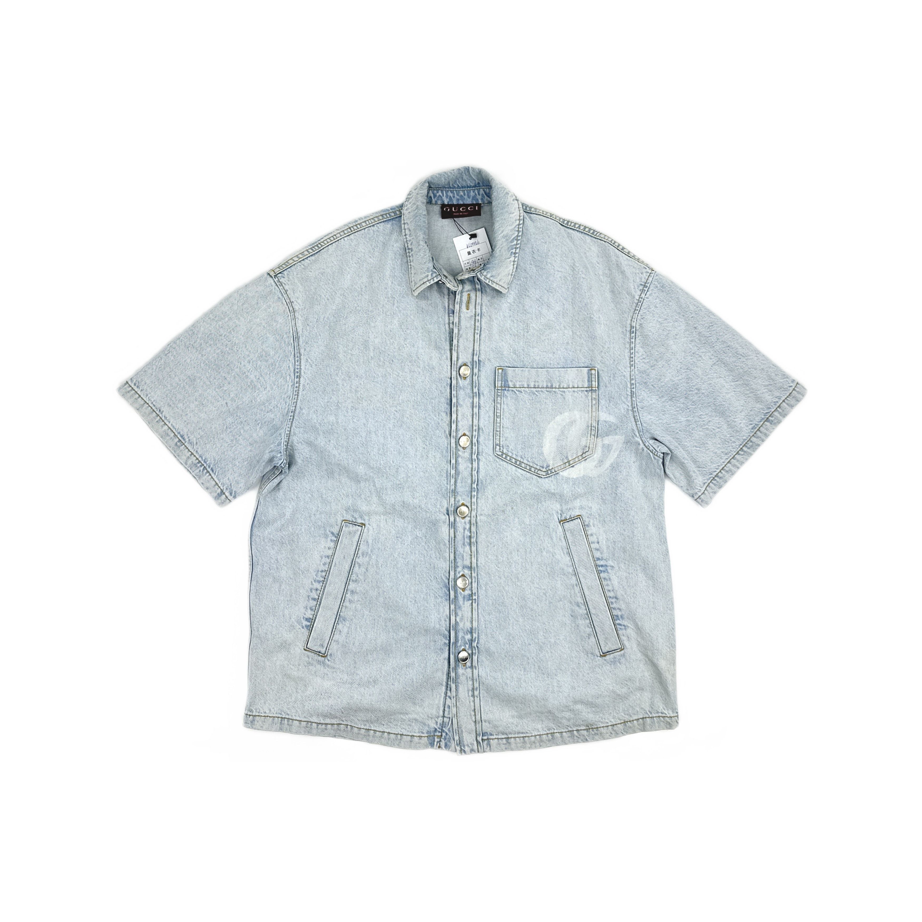 Gucci Gucci Laser Print Denim Short Sleeve Shirt 44 Size US S / EU 44-46 / 1 - 1 Thumbnail