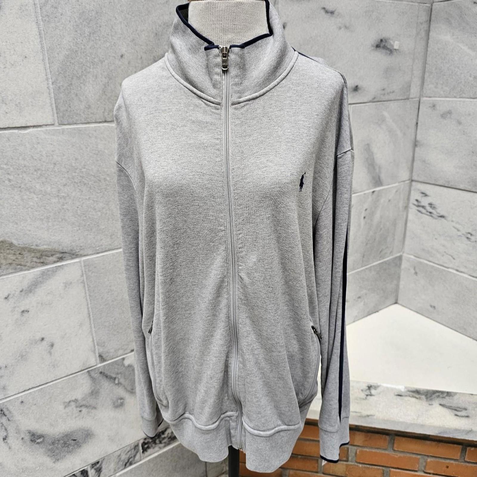 Designer Polo Ralph Lauren Big & Tall Men's Grey Zip Up Jacket Size US XL / EU 56 / 4 - 2 Thumbnail