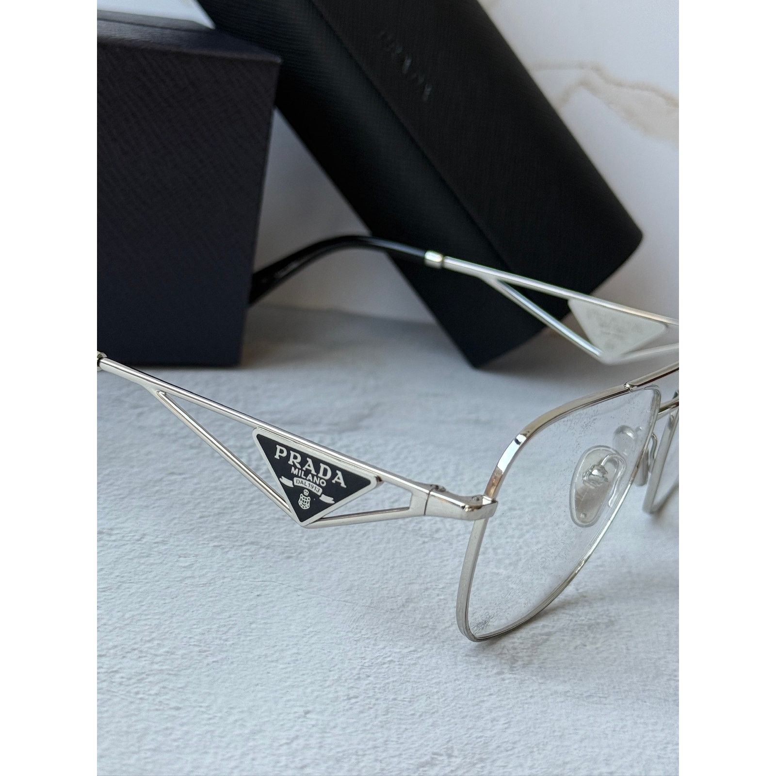 Prada NEW Prada PR B50V Silver Pilot Aviator Eyeglasses Frames Size ONE SIZE - 6 Thumbnail