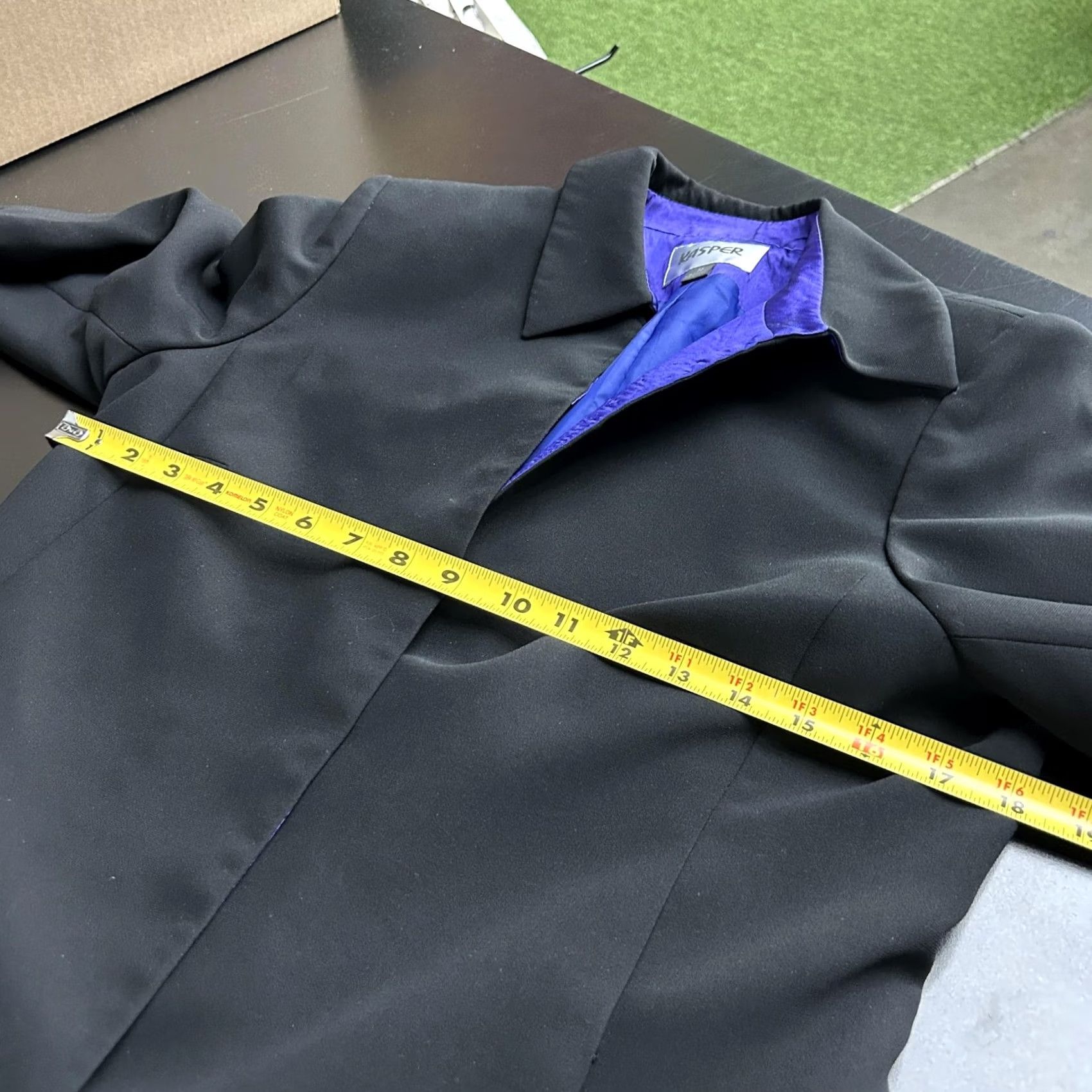 Kasper Kasper Blazer Jacket Womens 10 Black Lined Purple Satin Work Office Career Size L / US 10 / IT 46 - 4 Thumbnail