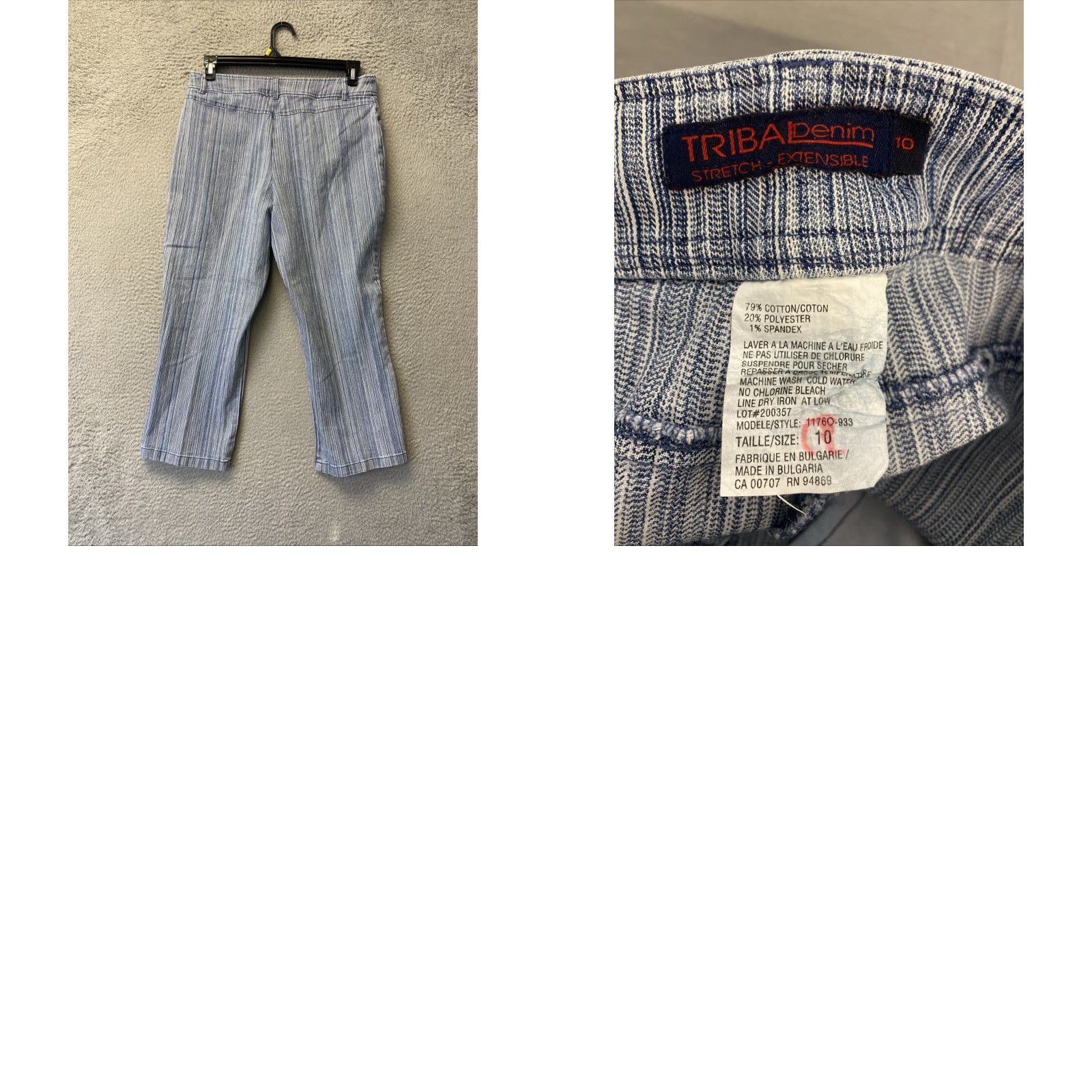 Denime VINTAGE Tribal Women's Denim Jeans Cropped Mid-Rise Straight Light Wash Size 10 Blue 90s Fashion Women's Size 32" / US 10 / IT 46 - 8 Thumbnail