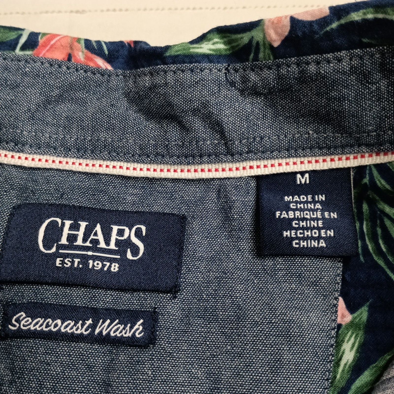 Chaps Chaps Floral Seersucker Woven Shirt Men's M Nantucket Navy Size US M / EU 48-50 / 2 - 3 Thumbnail
