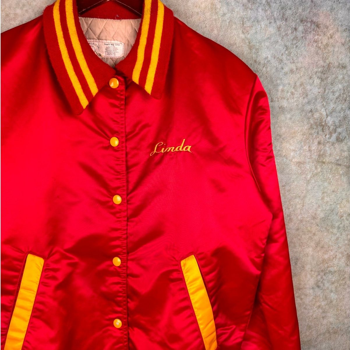 Vintage VTG 80s Satin Bomber Jacket Sz L Red Gold Size US L / EU 52-54 / 3 - 6 Thumbnail