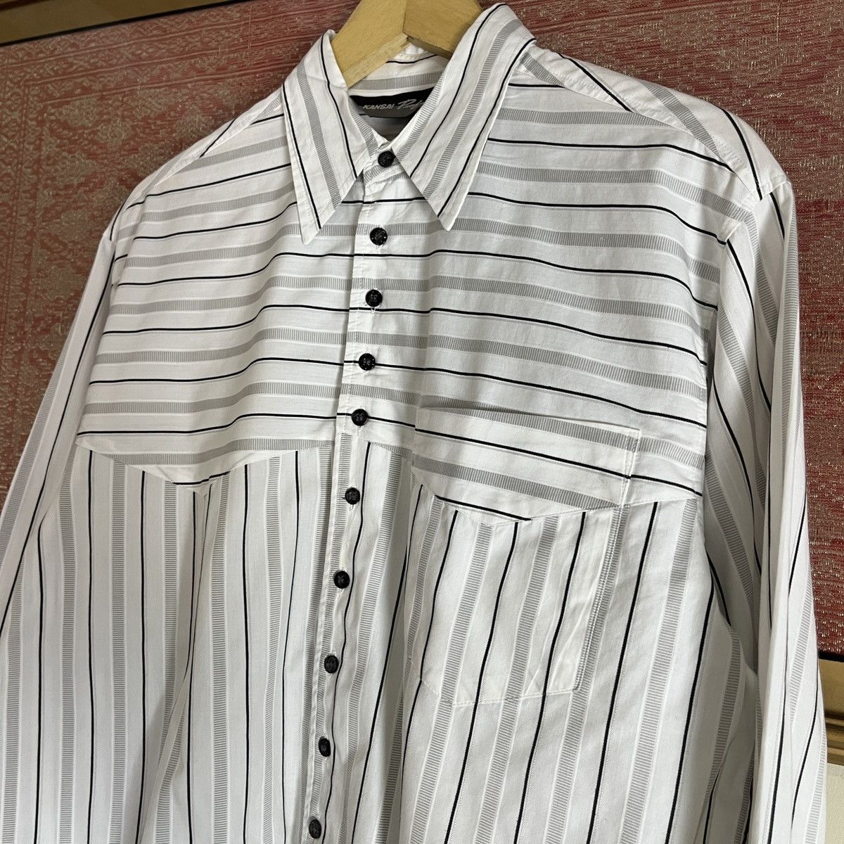 Kansai Yamamoto Vintage Kansai Profumo Striped Shirt Size US L / EU 52-54 / 3 - 2 Thumbnail