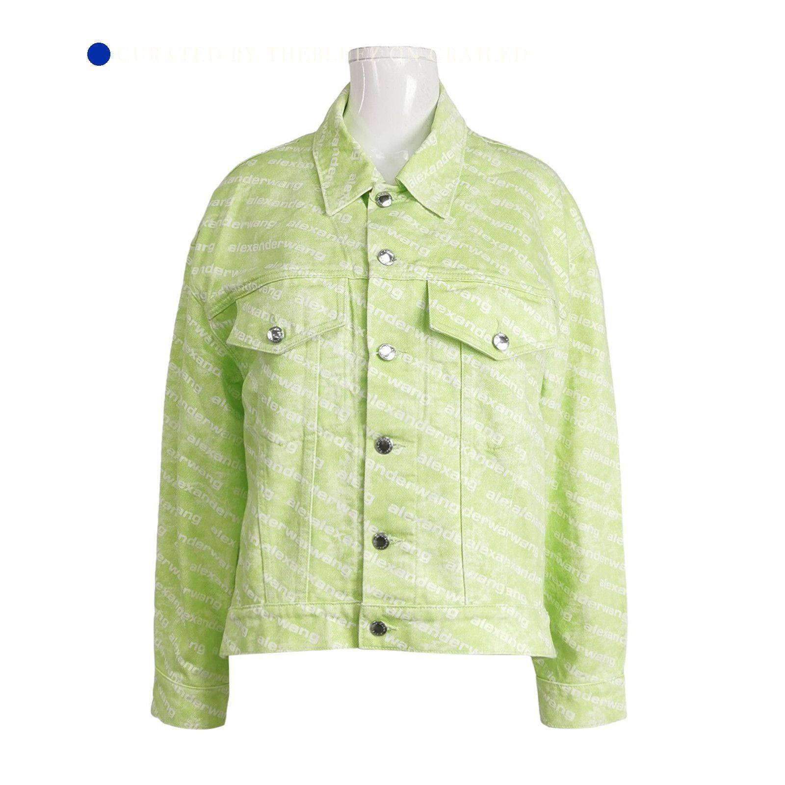 Alexander Wang Logo Print Denim Jacket in Green Size US M / EU 48-50 / 2 - 1 Thumbnail