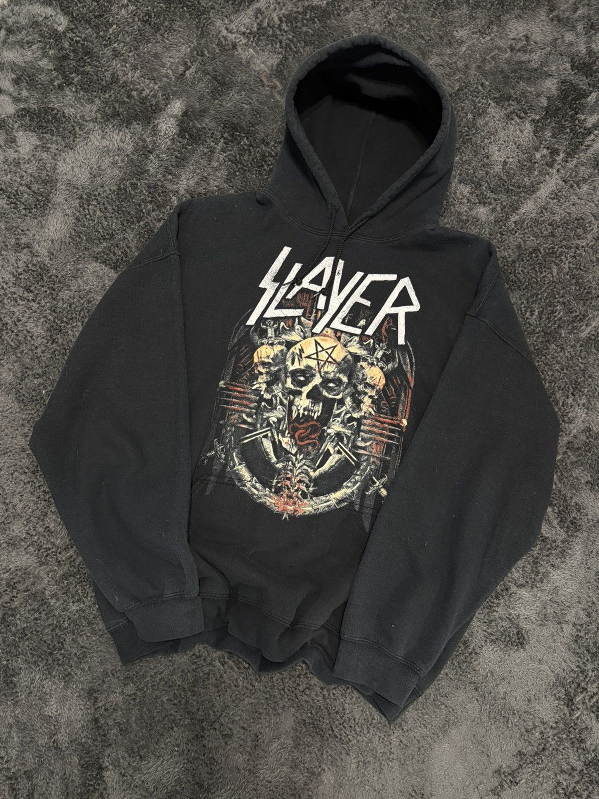 Band Tees Vintage 00s Slayer World Tour Big Logo Hoodie Size US XL / EU 56 / 4 - 1 Thumbnail