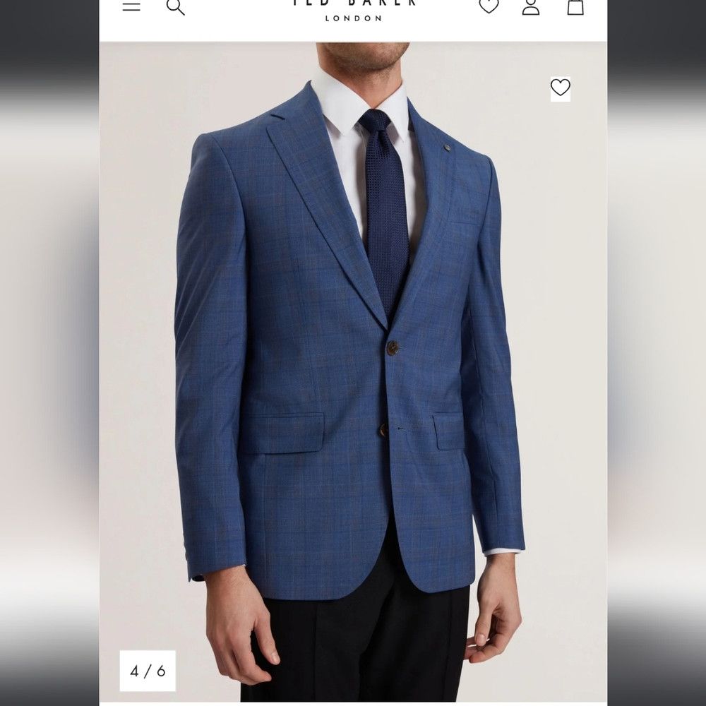 Ted Baker TED BAKER |JAY Textured Woven Wool Suit Jacket Blazer Navy Size 40S - 1 Thumbnail