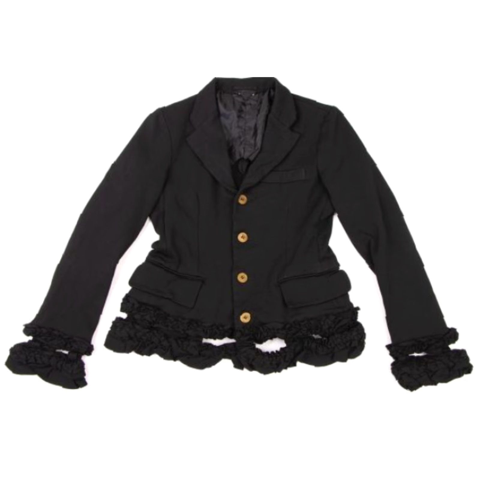 Comme des Garcons Girl VINTAGE Comme Des Garcons Black Frilled Jacket AD2008 Women S Jacket Mid-Length Black Frilled Handbag collar? Size S / US 4 / IT 40 - 2 Thumbnail