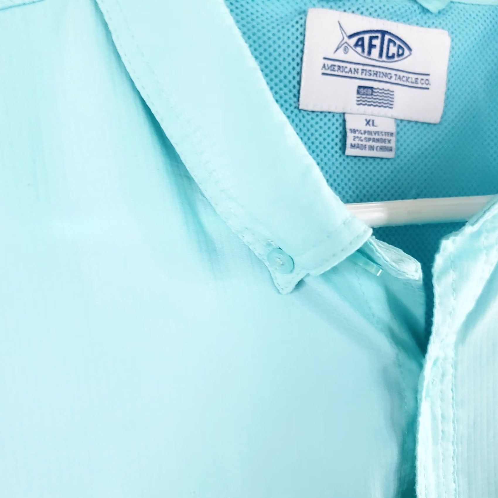 Vintage AFTCO Aftech Men XL Blue Short Sleeve 2 Pocket Button Front Fishing Shirt Size US XL / EU 56 / 4 - 7 Thumbnail