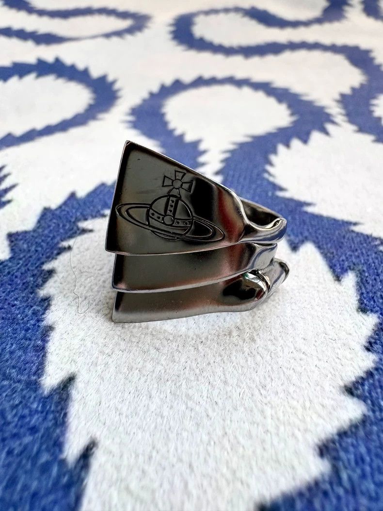 Vivienne Westwood Gunmetal Three-Piece Armor Ring
