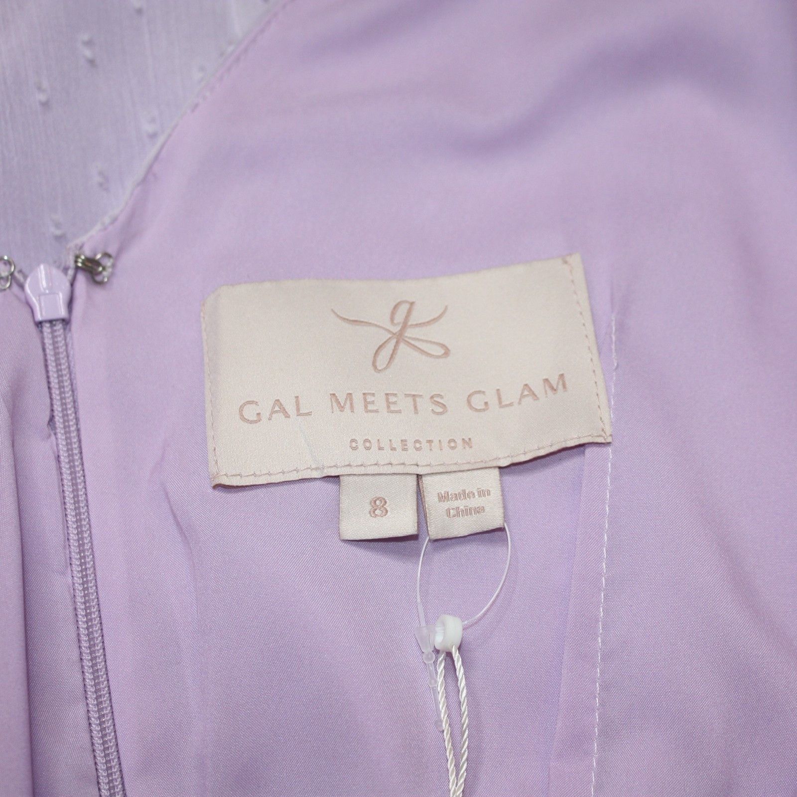Other Gal Meets Glam Hillary Clip Dot Lilac Chiffon Midi Dress Size M / US 6-8 / IT 42-44 - 12 Thumbnail