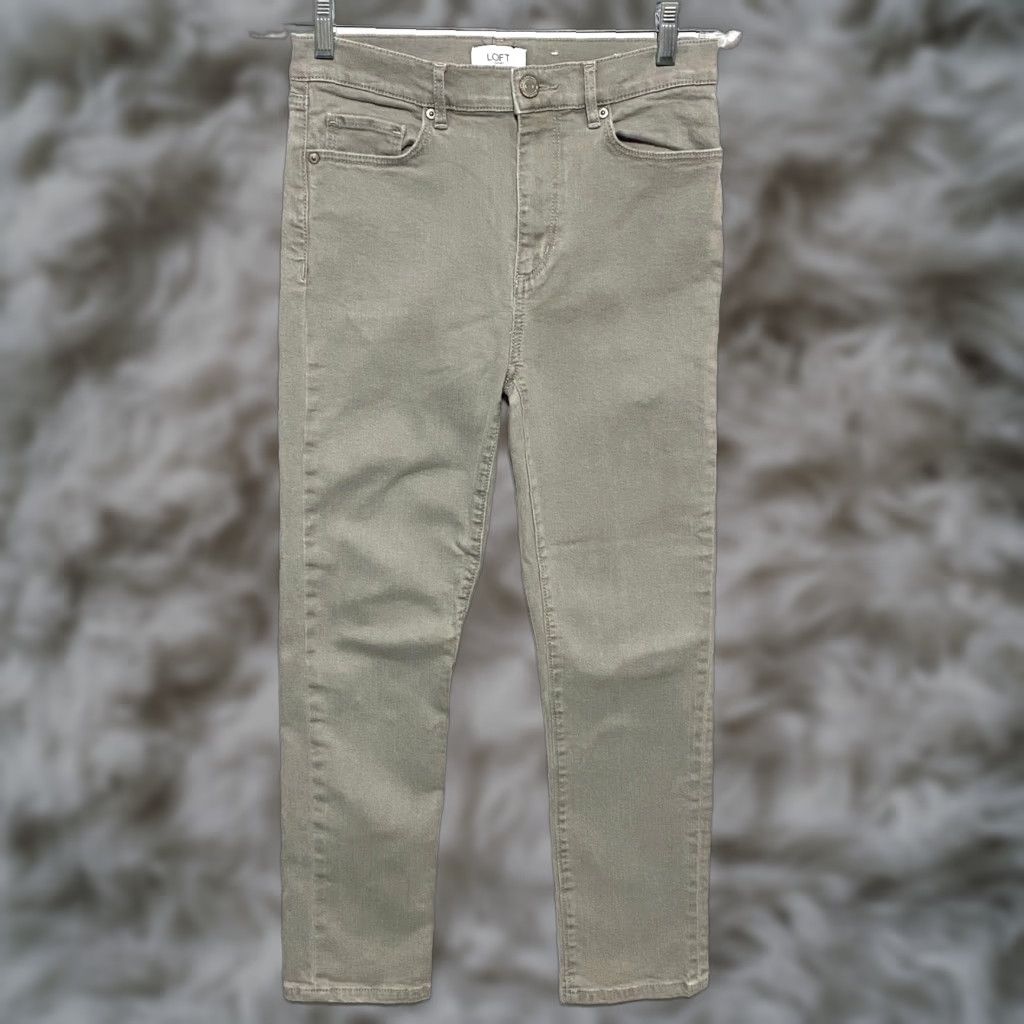 Ann Taylor LOFT High Rise Slim Straight Jeans Women 0 Casual Office Stretch Classic Preppy Denim 5-Pocket Tan Slim Regular Inseam 25.5 in Jeans Size 25" / US 0 / IT 36 - 1 Thumbnail