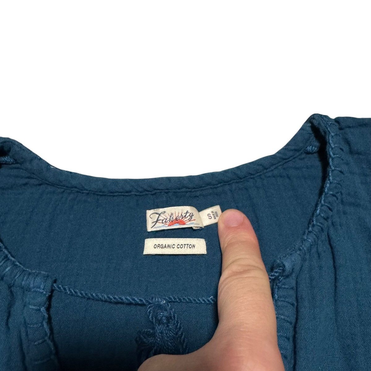 Faherty Faherty Ninie Blue Sleeveless Dress Shirt Women's Small Size S / US 4 / IT 40 - 3 Thumbnail