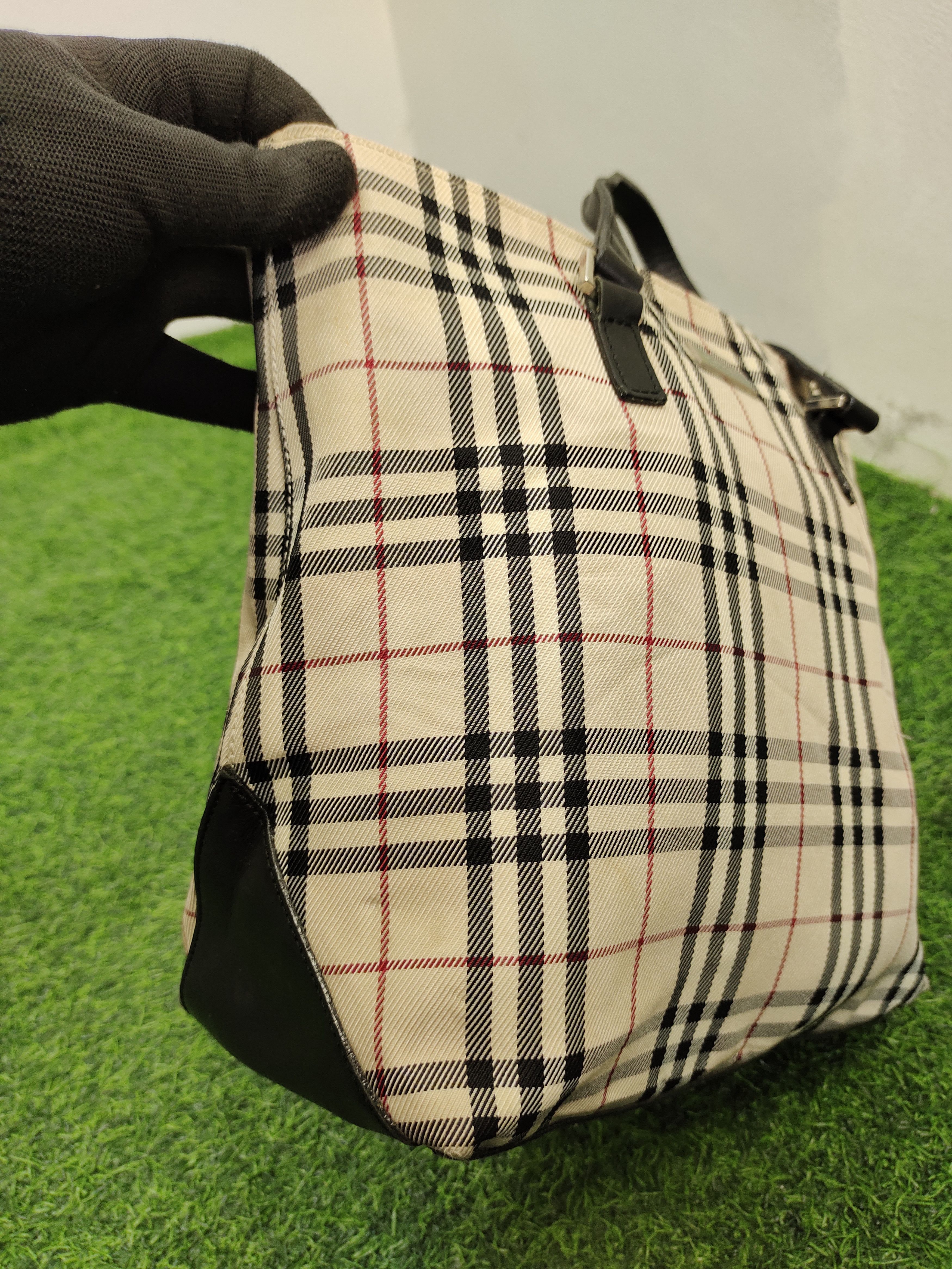 Burberry Burberry Blue Label Nova Check Cotton Mix Leather Tote Bag Size ONE SIZE - 8 Thumbnail