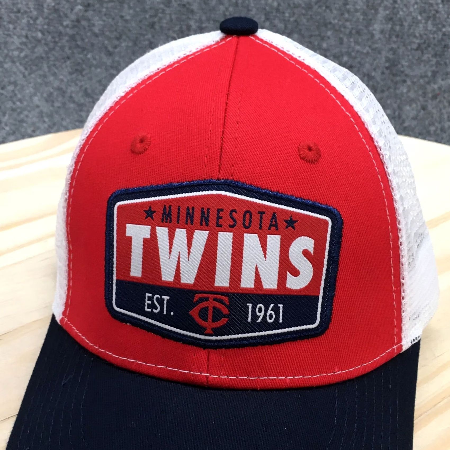 Twins Minnesota Twins Trucker Hat Mens Red OS Adjustable Curved Brim Embroidered Logo Size ONE SIZE - 3 Thumbnail