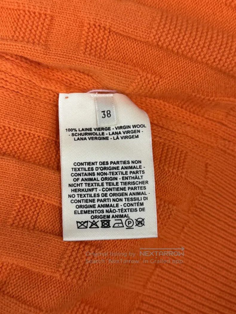 Hermes Hermes Orange Textured Wool Knit Cardigan Size XS / US 0-2 / IT 36-38 - 5 Thumbnail