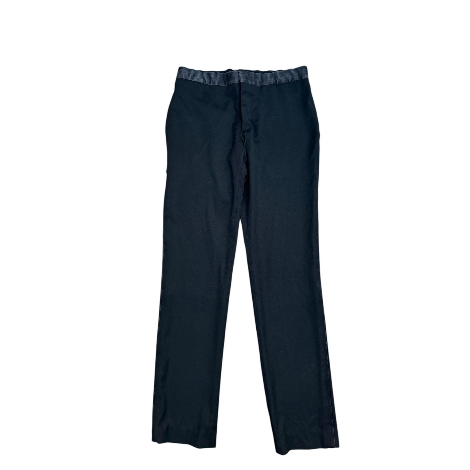 Hermes Black Wool Pants with Contrast Silk Waistband Size US 30 / EU 46 - 1 Thumbnail