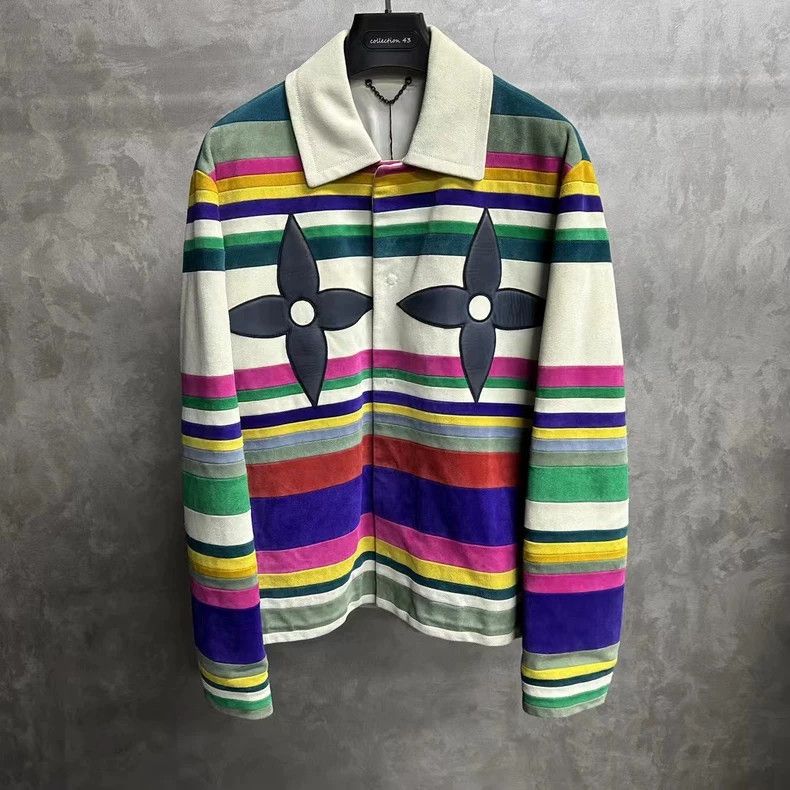 Louis Vuitton louis vuitton Multicolor striped printed logo leather jacke Size US M / EU 48-50 / 2 - 1 Thumbnail