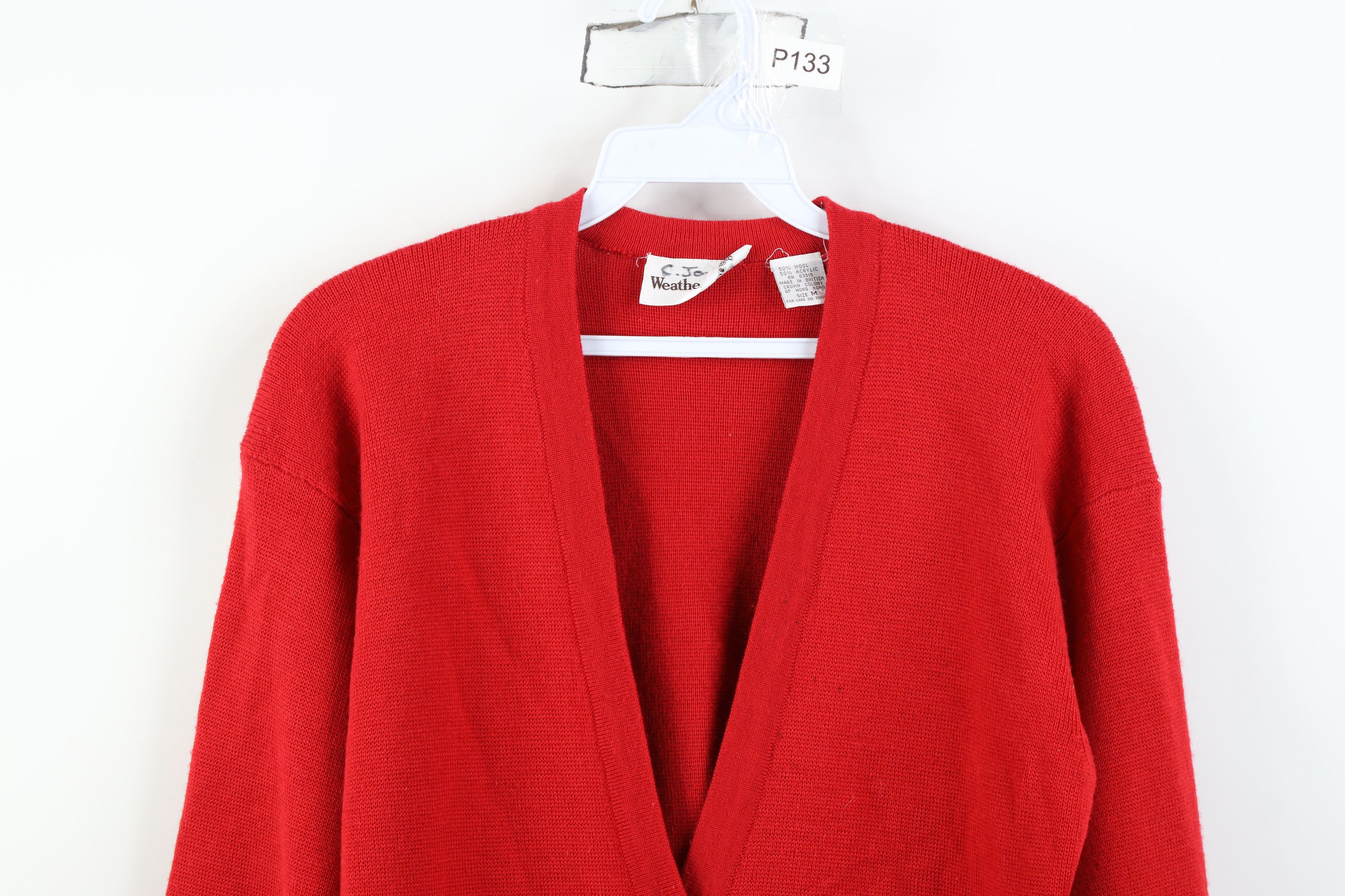 Vintage Vintage 90s Streetwear Wool Blend Knit Cardigan Sweater Red Size M / US 6-8 / IT 42-44 - 2 Thumbnail