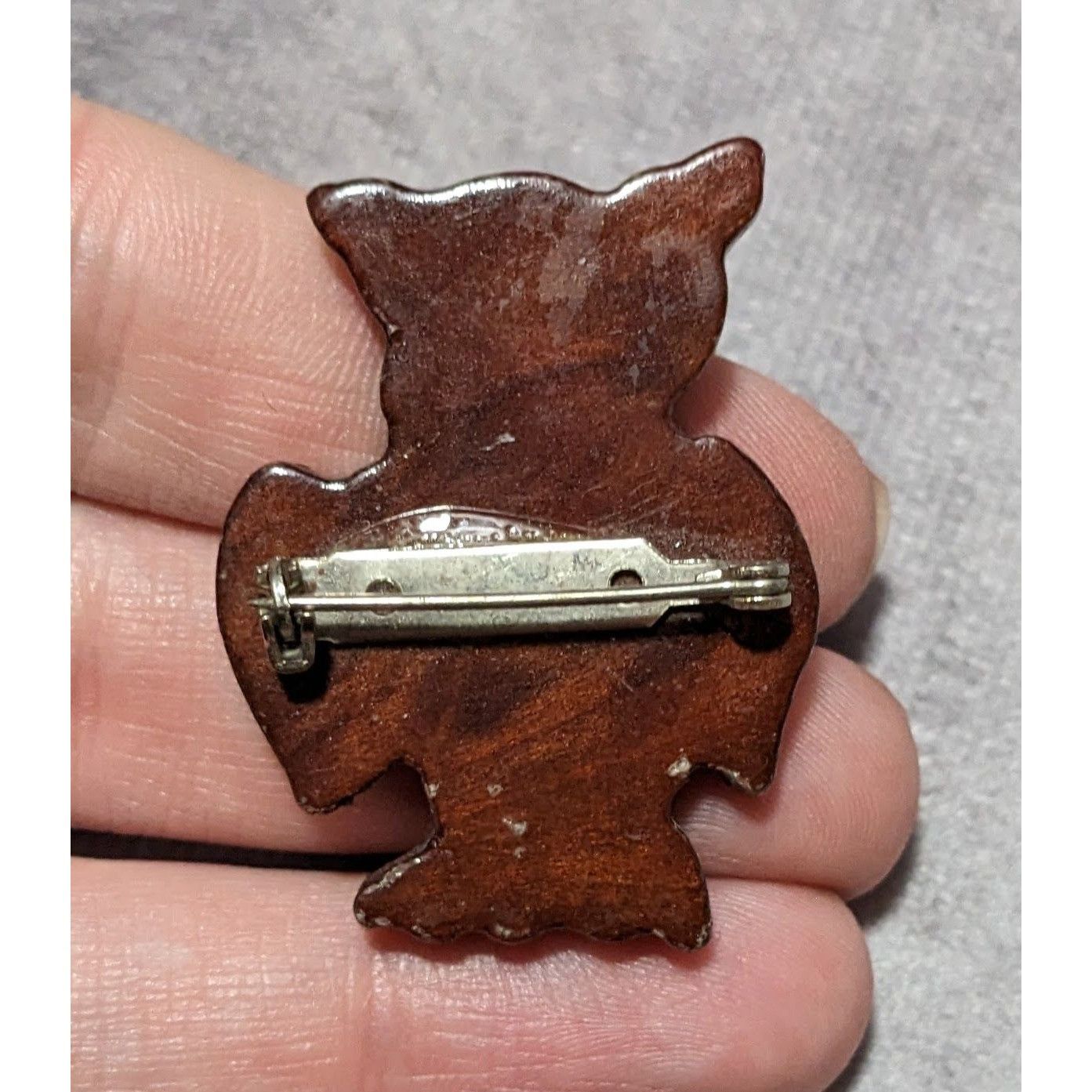 Other Vintage Hand Carved Wooden Brown Owl Brooch Size ONE SIZE - 4 Thumbnail