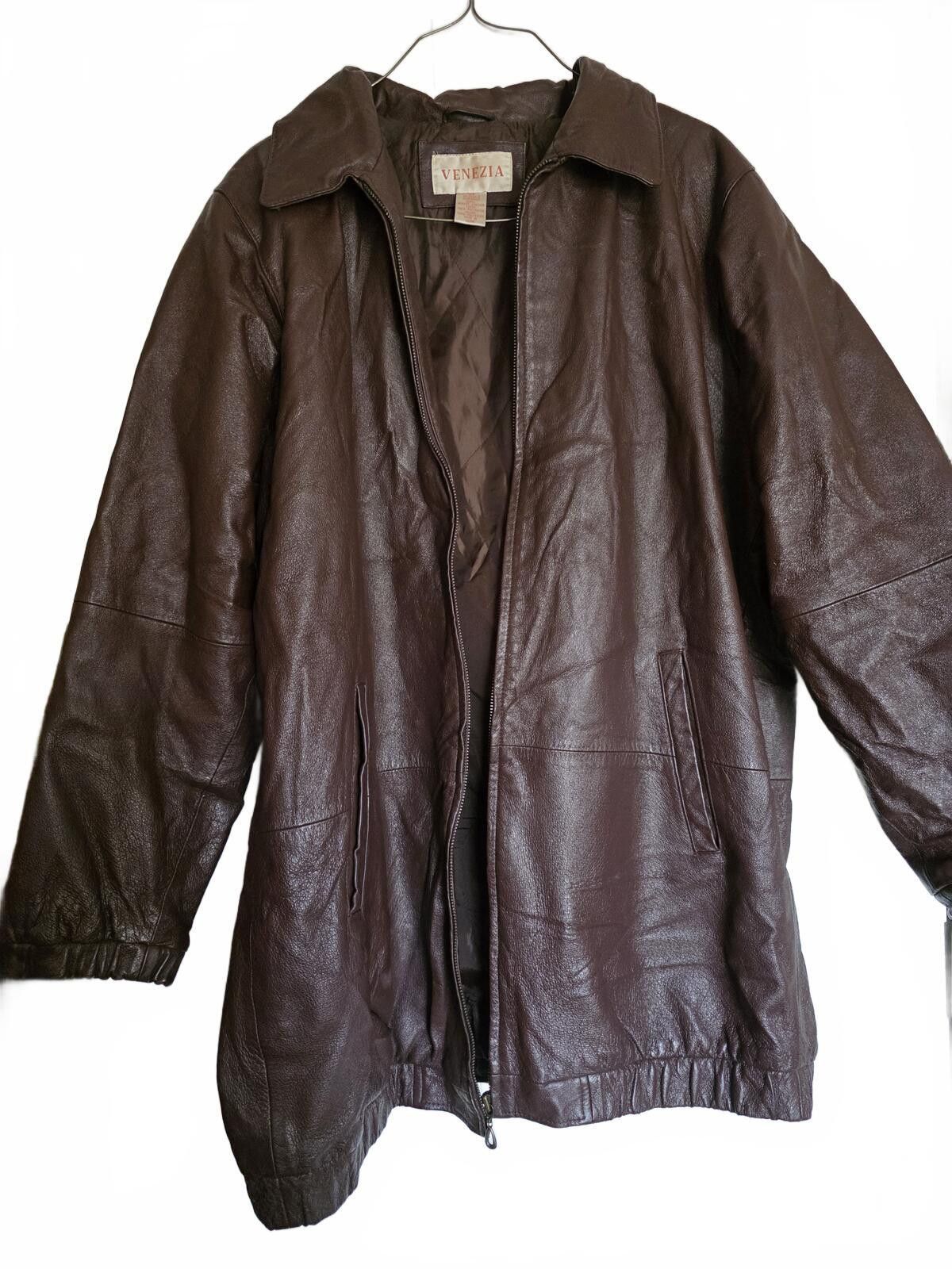 Barena Venezia Vintage Venezia Genuine Leather Brown Long Jacket Size 18W Size XXL / US 16-18 / IT 52-54 - 10 Thumbnail