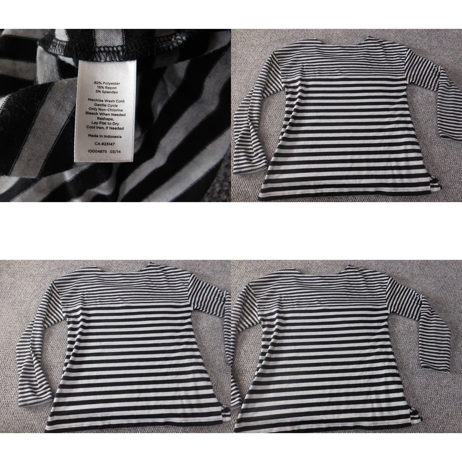 Talbots Talbots Blouse S Women Gray Striped Crew Neck Pullover Stretch Casual Button, Basic, Classic, Regular Fit Size S / US 4 / IT 40 - 8 Thumbnail