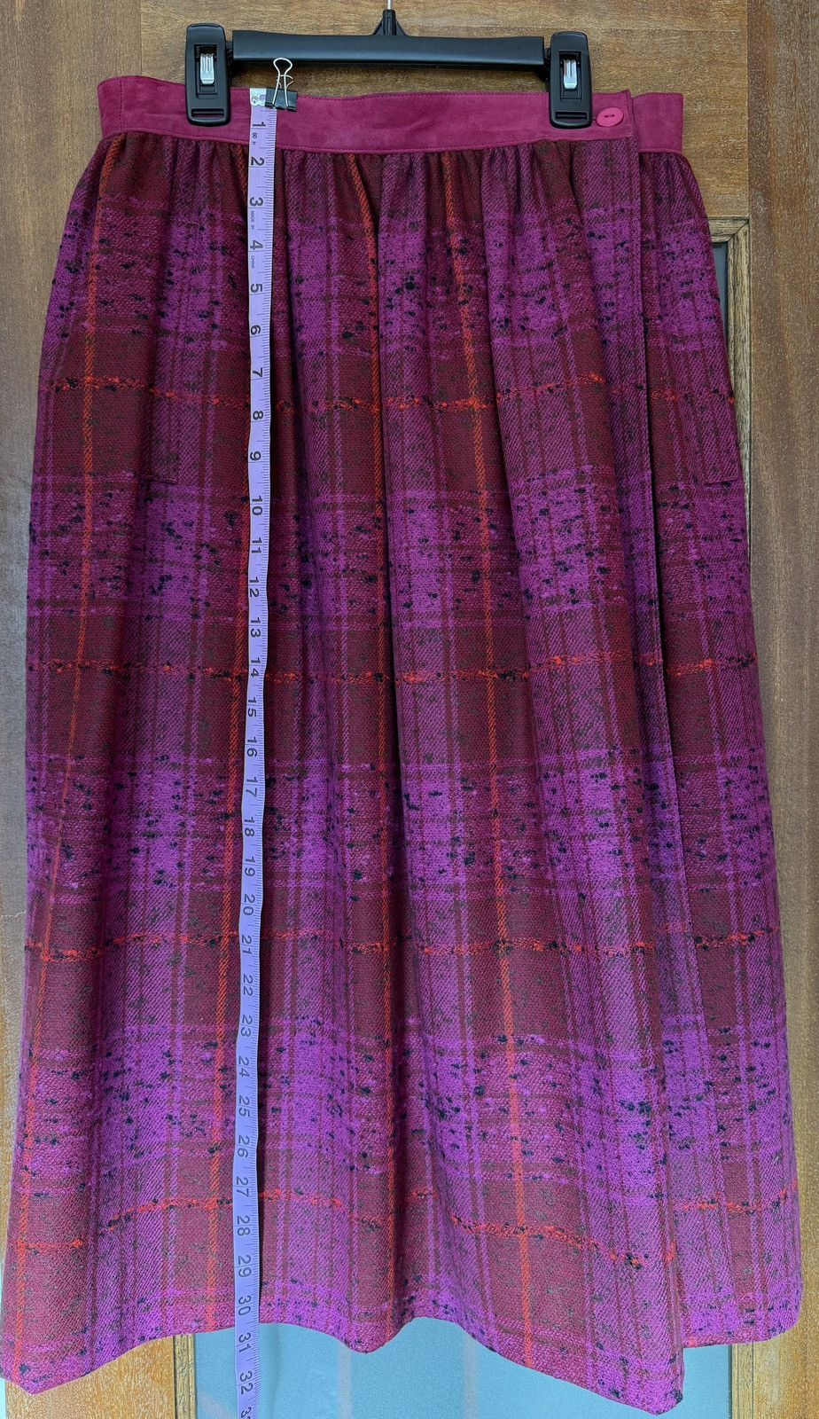 Escada Escada Women’s Vintage Wool Hot Pink Red Stripe Wrap Skirt Size 40" / US 18 - 6 Thumbnail