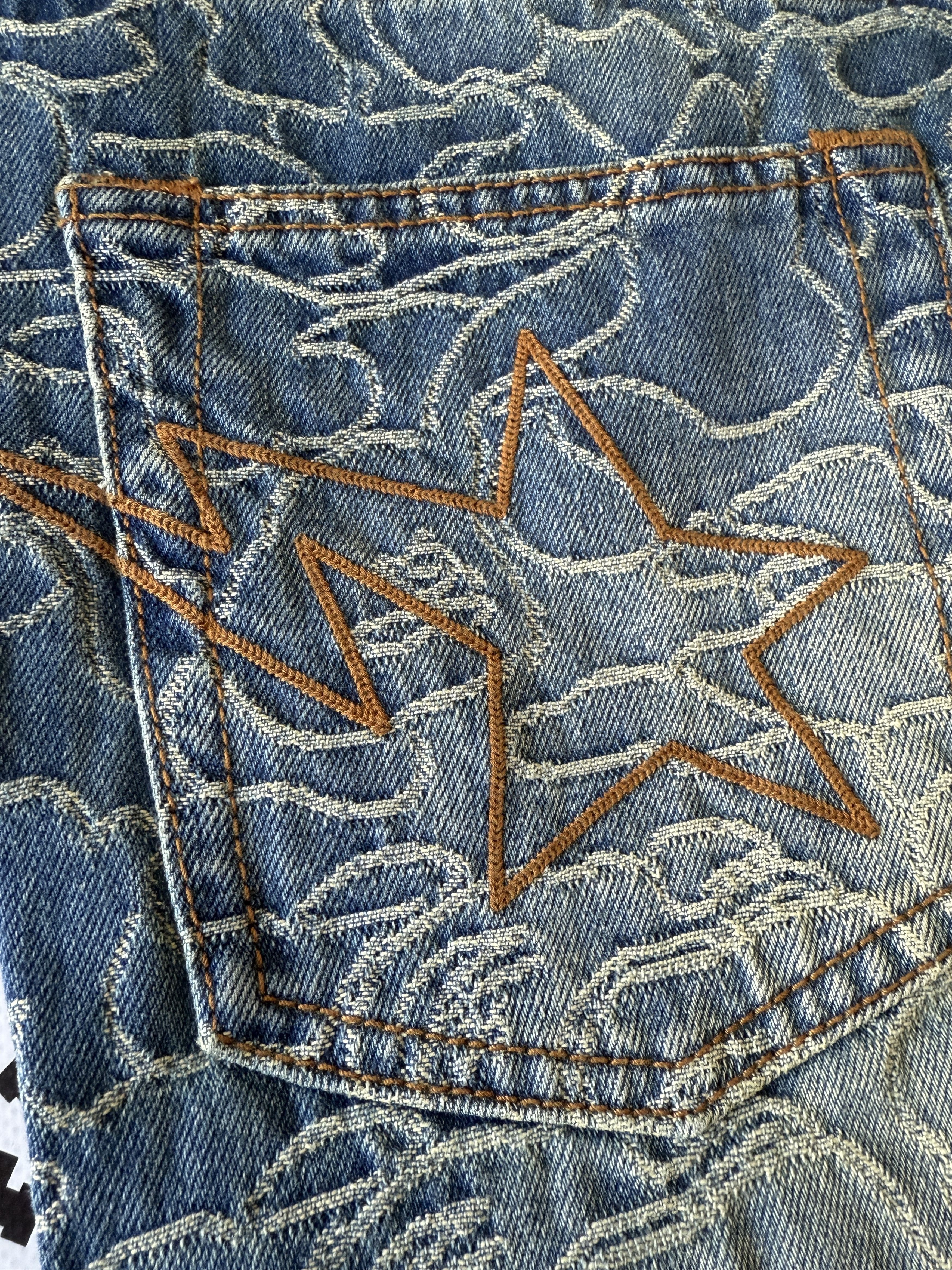 Bape LINE CAMO JACQUARD ONE POINT RELAXED FIT 13OZ DENIM PANTS Size US 31 - 8 Thumbnail