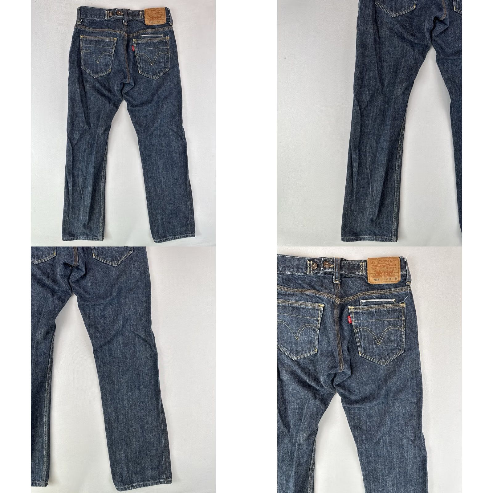 Levi's Levi’s 514 Slim Straight Jeans Dark Wash Denim Buckle Back Selvedge 29x32 Men Jeans Regular Cotton Button Zip Back Cinch Vintage No 5-Pocket Size US 29 - 8 Thumbnail