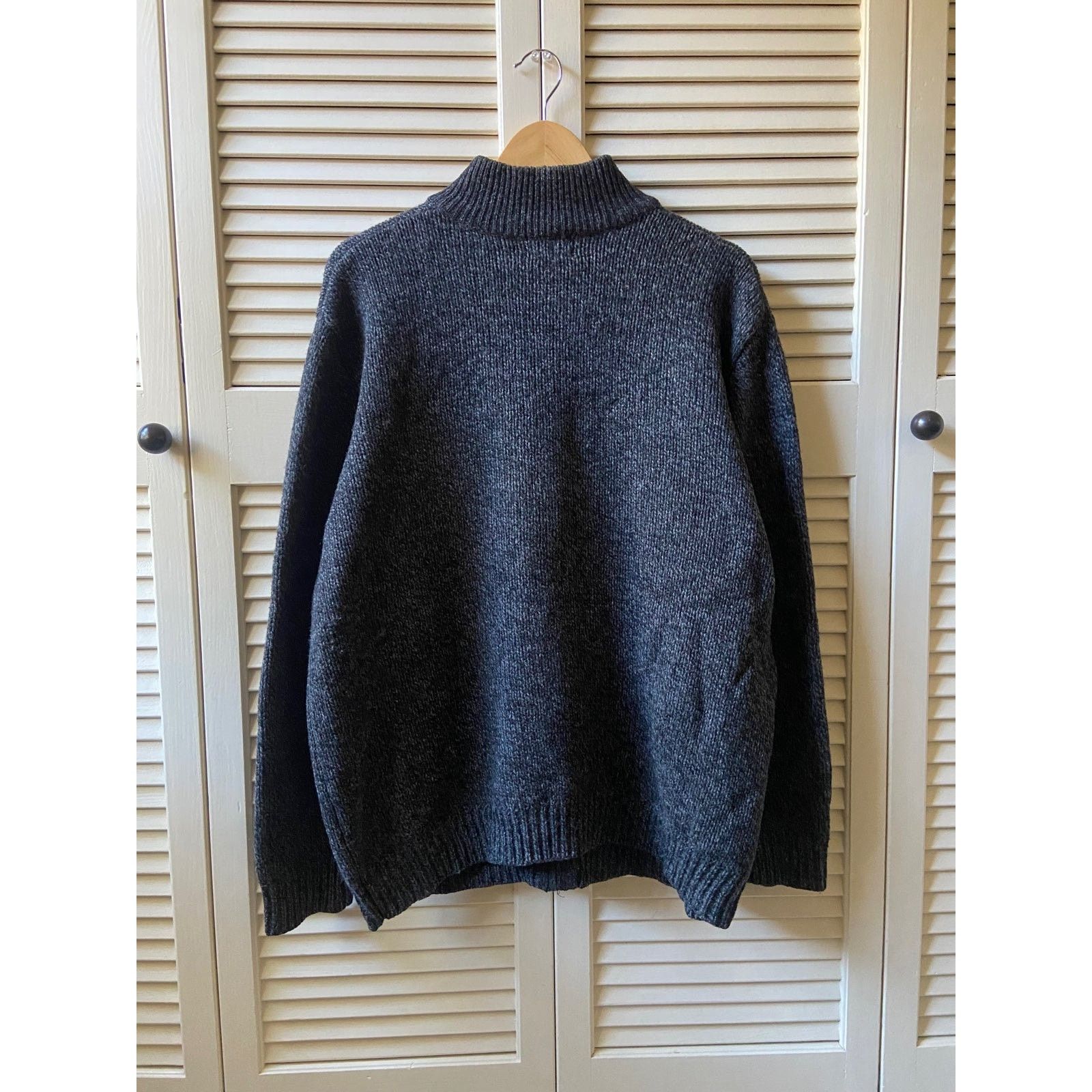 L.L. Bean LL Bean Lambs Wool Zip Grey Knit Sweater Mock Neck Size XL Size US XL / EU 56 / 4 - 2 Thumbnail