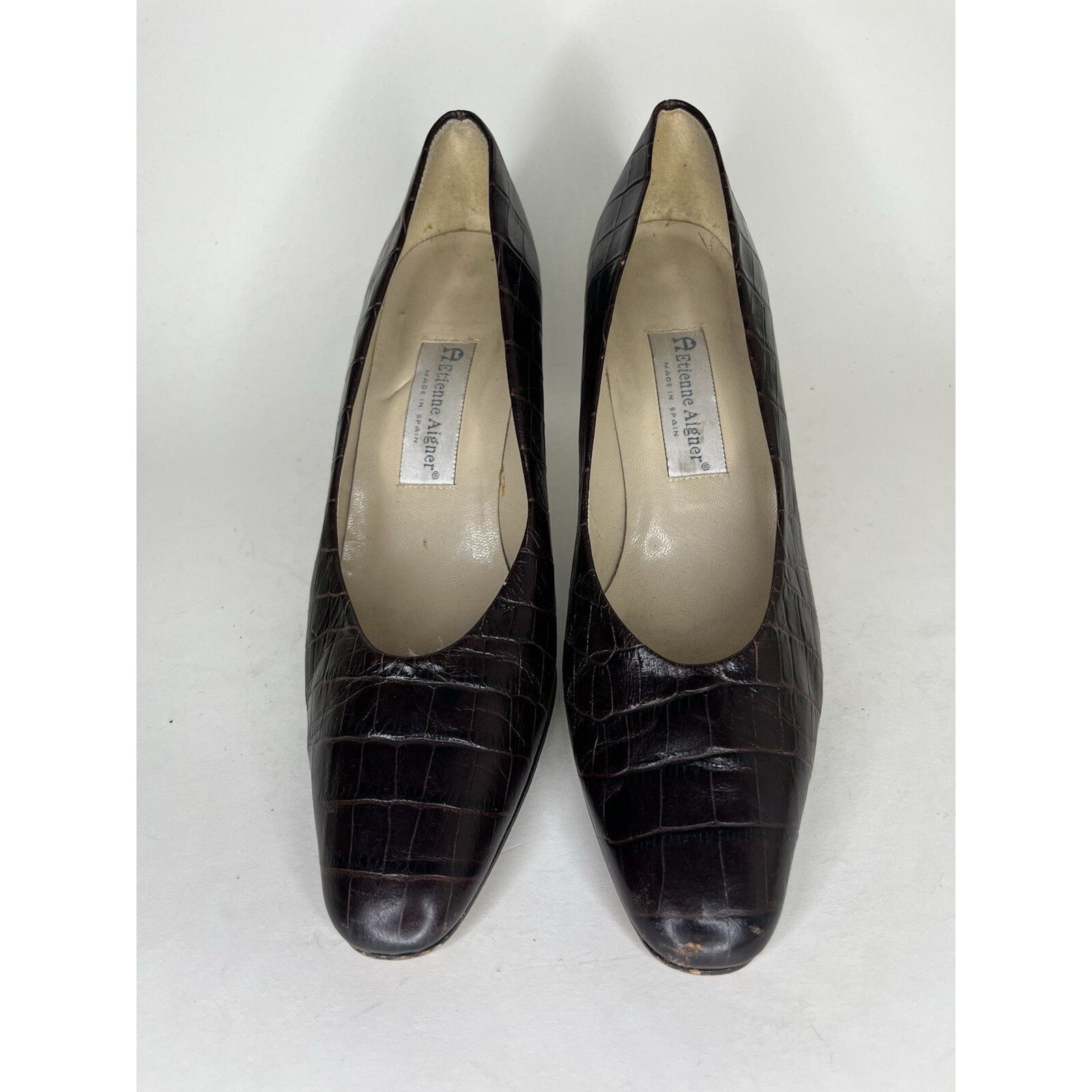 Aigner Etienne Aigner Brown Leather Croc Embossed Heels Women Size Size US 9 / IT 39 - 16 Thumbnail