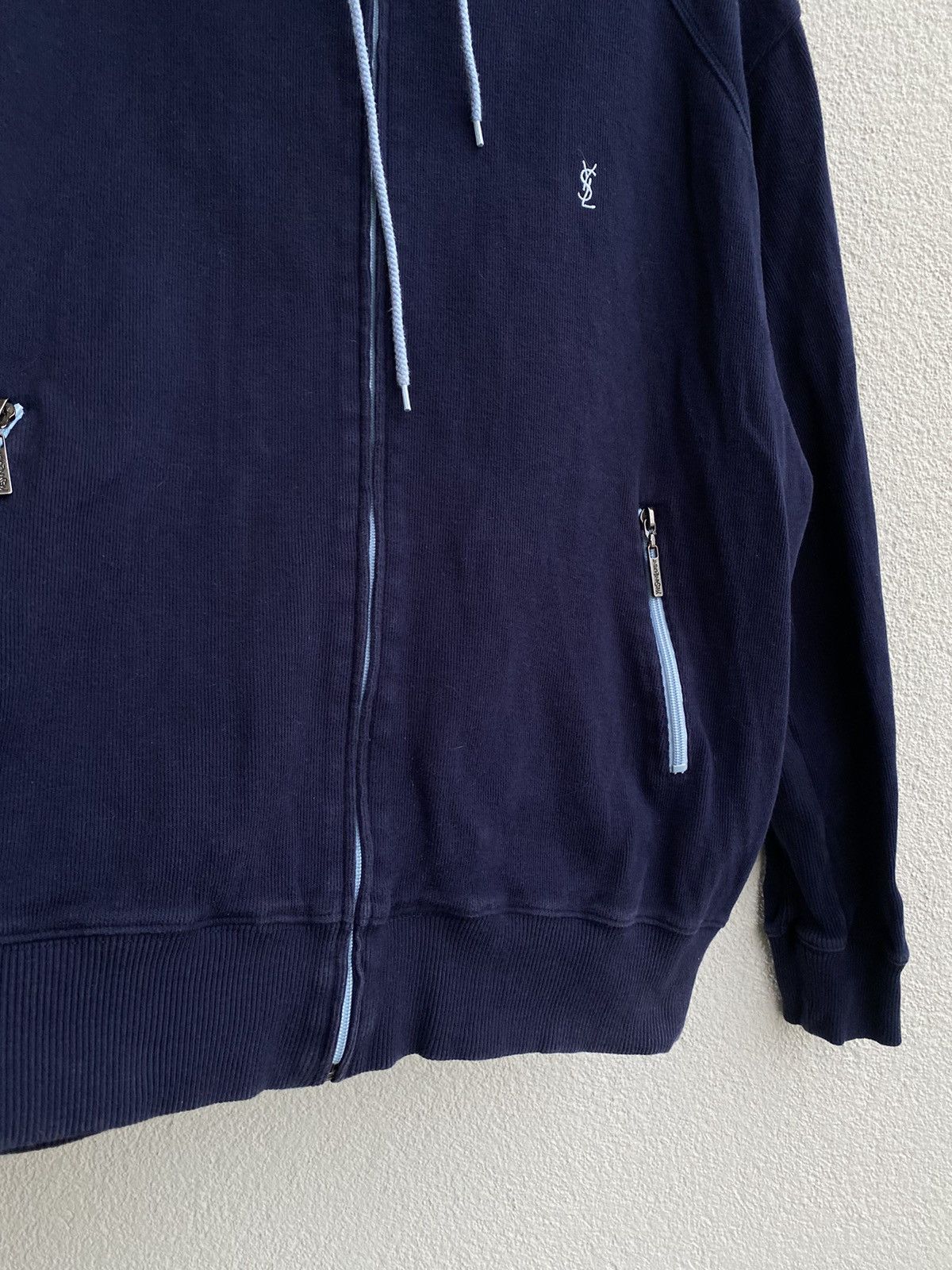 Yves Saint Laurent YSL Hoodie Zip YSL Sweatshirt Navy Size US XL / EU 56 / 4 - 13 Thumbnail