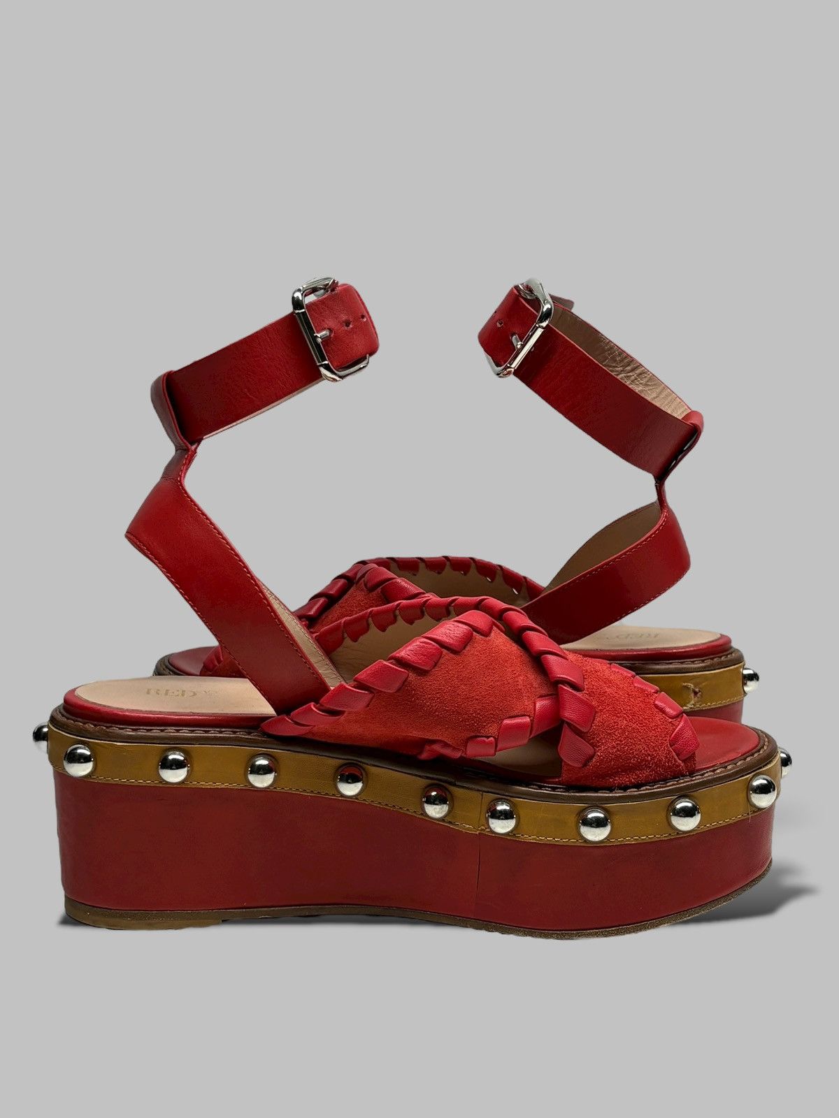 RED Valentino Red Valentino Studded Platform Sandals Hot Red 800$ RRP Size US 8 / IT 38 - 8 Thumbnail