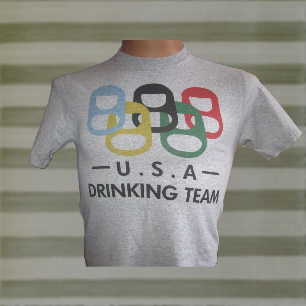 Port & Company USA Drinking Team T Shirt Mens Small Graphic Print Port & Company Gray 90% Cotton 10% Polyester BeER Theme USA 2010s Size US S / EU 44-46 / 1 - 1 Thumbnail