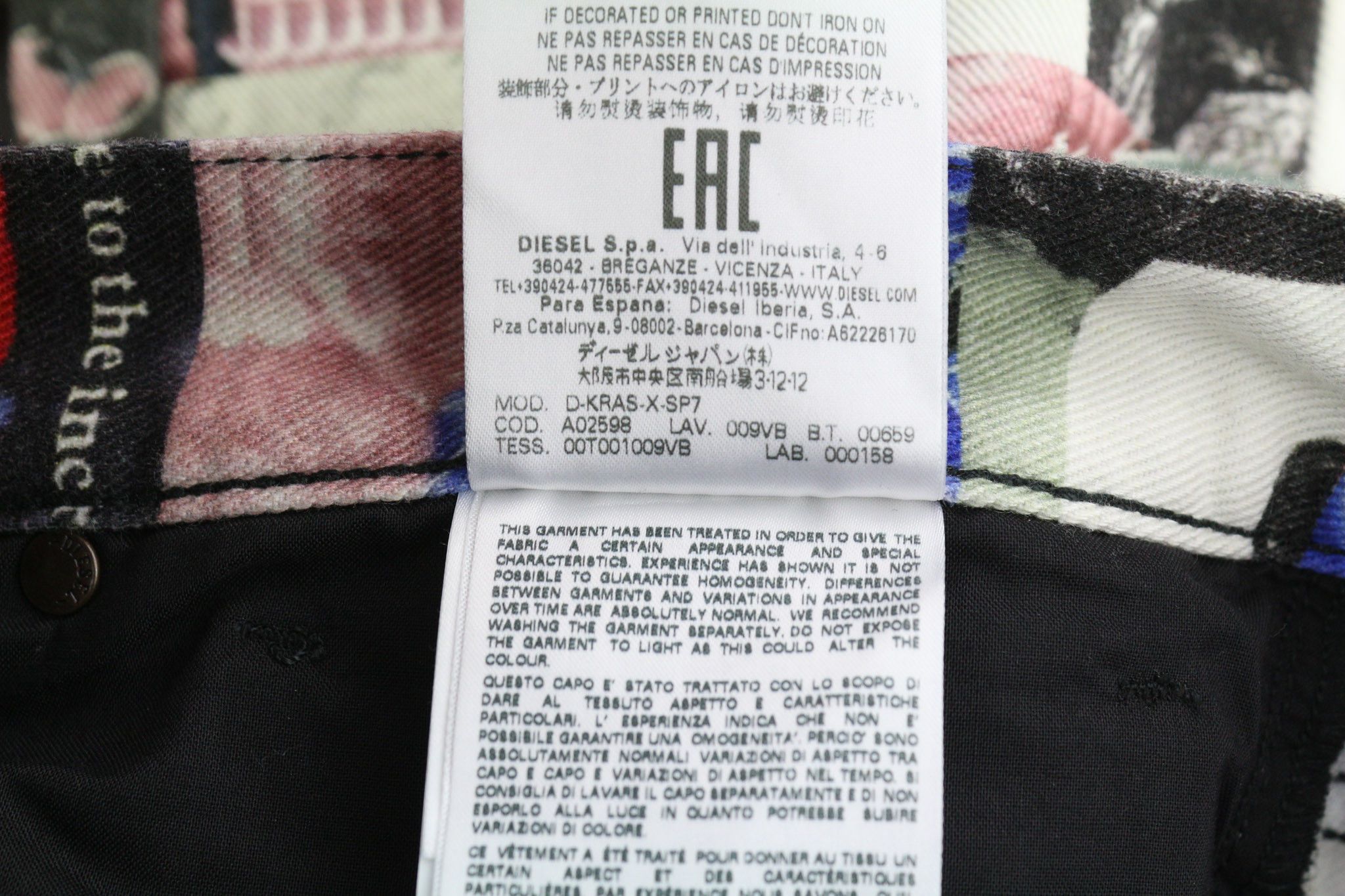 Diesel D-KRAS 009VB W32/L32 Slim Patterned Denim 40446 Size US 32 / EU 48 - 11 Thumbnail