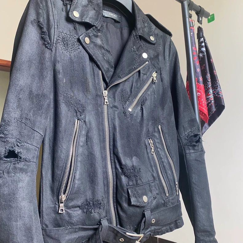 Amiri Amiri Wax-Coated Biker Jacket Size US S / EU 44-46 / 1 - 2 Thumbnail