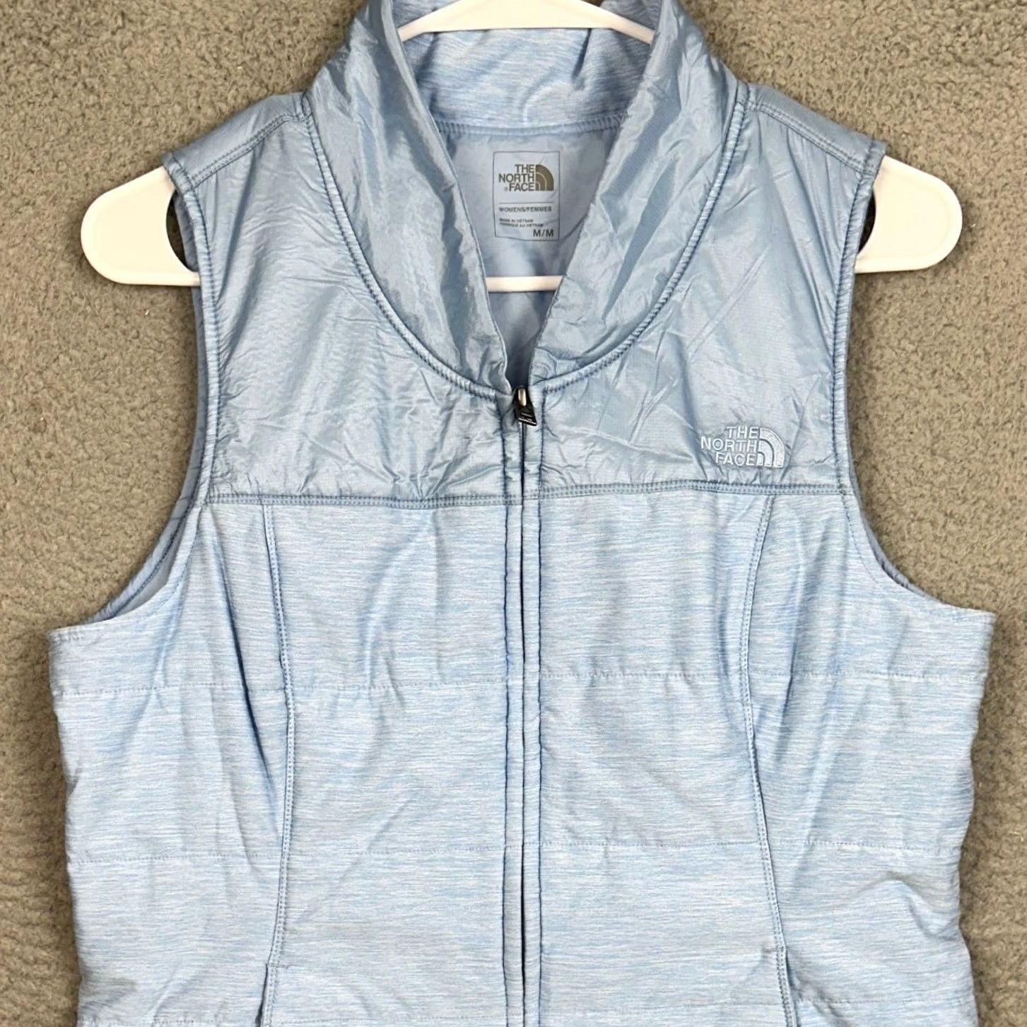 The North Face The North Face Vest Womens Medium Light Blue Heathered Full Zip Insulated Hybrid Vest Womens M Blue Heathered Zip Size M / US 6-8 / IT 42-44 - 2 Thumbnail