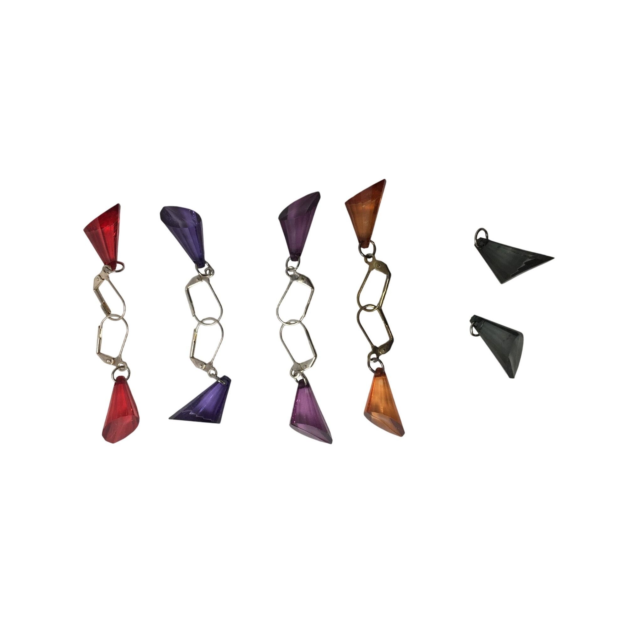 Other 5 Pairs of Women's Dangle Earrings (Gray, Red, Orange, Purpl Size ONE SIZE - 5 Thumbnail