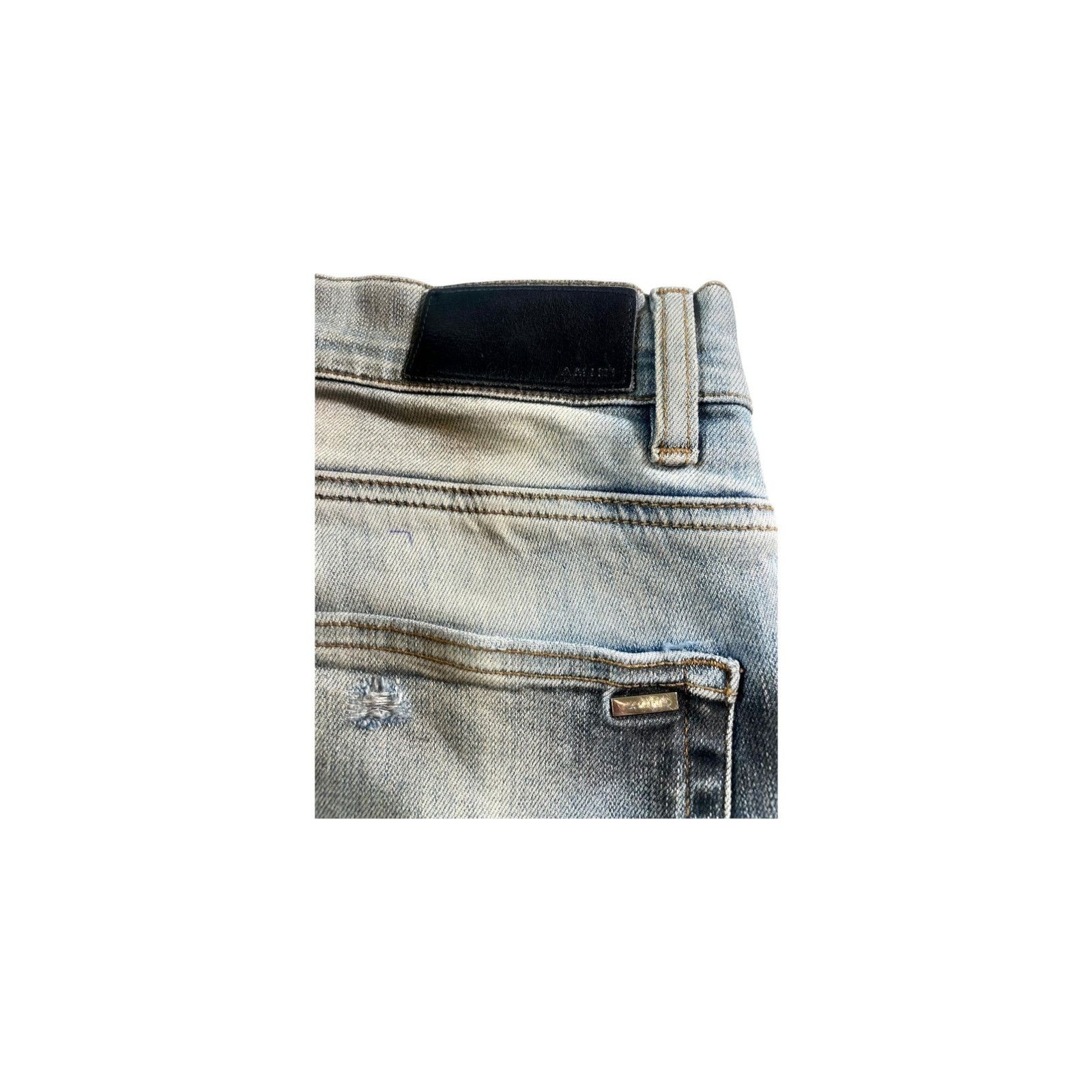 Amiri Amiri "MX1 Wool Patch" Navy, Black Wash & White Jeans Size US 36 / EU 52 - 3 Thumbnail