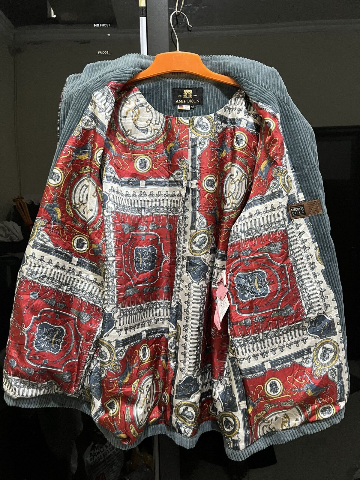 Designer × Vintage Vintage Ami Poison Corduroy Coat Lining Silk Size US L / EU 52-54 / 3 - 3 Thumbnail