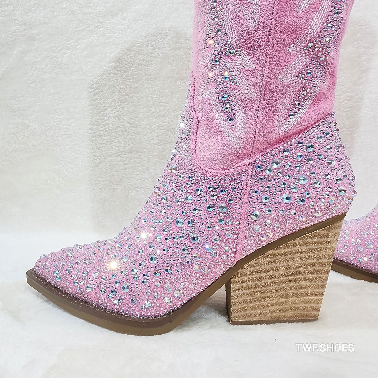 Other Murrey Bubble Gum Pink With Rhinestones Glamour Western Cowg Size US 8 / IT 38 - 7 Thumbnail